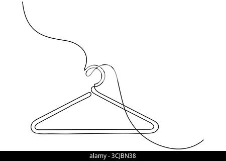 Clothes hangers continuous one line drawing minimalist outline illustration Stock Vector
