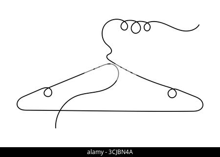 Clothes hangers continuous one line drawing minimalist outline illustration Stock Vector