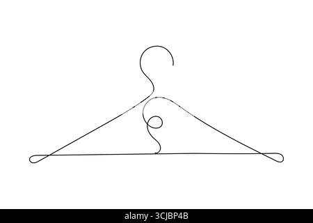 Clothes hangers continuous one line drawing minimalist outline illustration Stock Vector