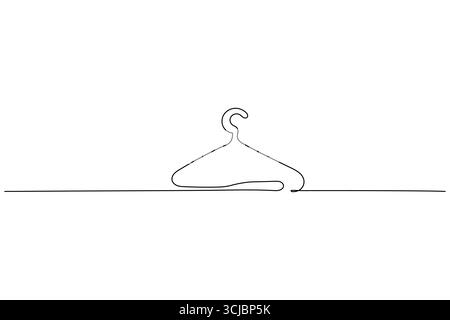 Clothes hangers continuous one line drawing minimalist outline illustration Stock Vector