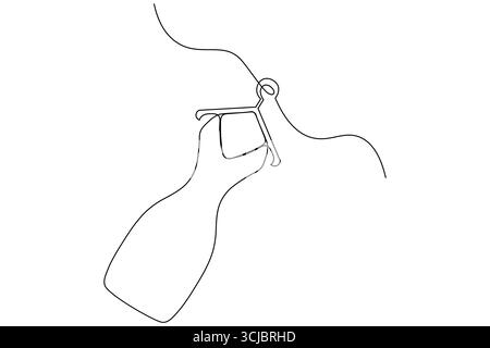 Clothes hangers continuous one line drawing minimalist outline illustration Stock Vector