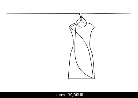 Clothes hangers continuous one line drawing minimalist outline illustration Stock Vector