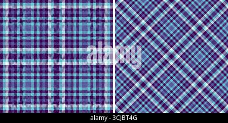 Textile check fabric of texture pattern background with a plaid seamless vector tartan. Set in cold colours of book cover design ideas. Stock Vector