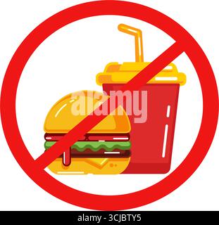 Icon Warning No Food in Fill Color Style Cartoon Vector Isolated Design Stock Vector