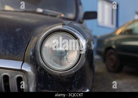 Close-up of vintage car headlight Stock Photo