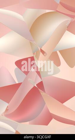 Abstract image featuring intertwining geometric shapes in soft pink and beige hues. The layered forms create a modern, fluid aesthetic, perfect for ar Stock Photo