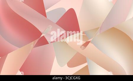 An abstract design featuring flowing geometric shapes in soft pastel tones including pink, beige, and cream. The intricate layers create depth and tex Stock Photo