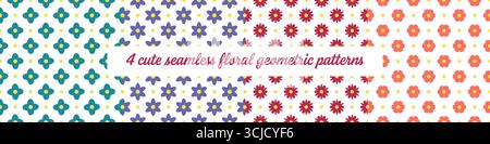 4 cute seamless floral geometric patterns. Vector Stock Vector