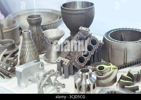 Samples produced by printing a 3D printer from a metal powder. Progressive additive 3d printing technology Stock Photo
