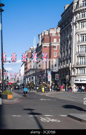 Oxford Street - a major road in Central London with shops in the Borough of Camden. Stock Photo