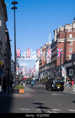 Oxford Street - a major road in Central London with shops in the Borough of Camden. Stock Photo