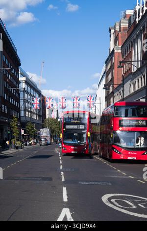 Oxford Street - a major road in Central London with shops in the Borough of Camden. Stock Photo