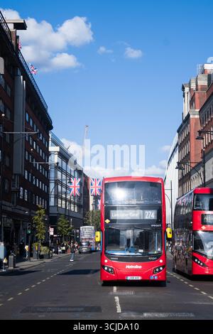 Oxford Street - a major road in Central London with shops in the Borough of Camden. Stock Photo