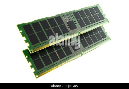Computer ram memory modules. 3D rendering isolated on white background Stock Photo