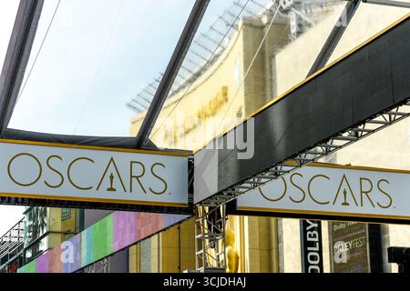 HOLLYWOOD, CALIFORNIA, USA: Behind the scenes during preparations for the 87th Annual Academy Awards® underway on Hollywood Boulevard outside the Dolby Theatre in Hollywood, California on February 18, 2015. © Lee Roth / Roth Stock Archives Stock Photo