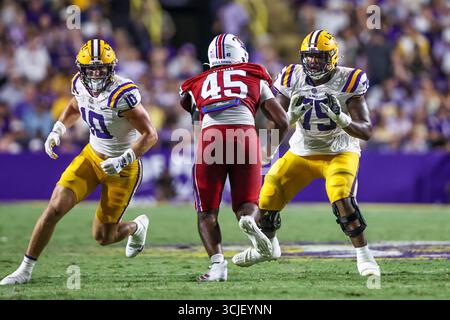LSU tight end Bauer Sharp (10) makes a first down over Western Kentucky ...
