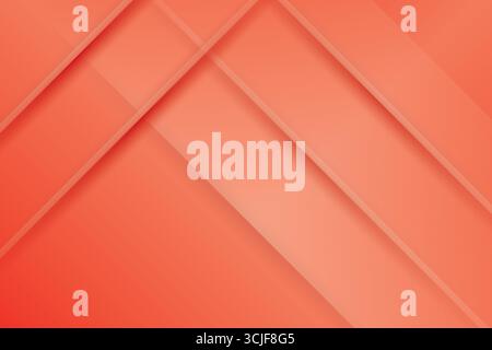 A minimalist abstract background featuring overlapping geometric planes with soft shadows. The color palette consists of warm coral and peachy hues, c Stock Vector