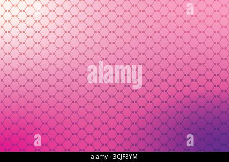 A repeating geometric pattern of interconnected hexagons fills the frame. The background features a soft, smooth gradient that shifts from a pale pink Stock Vector