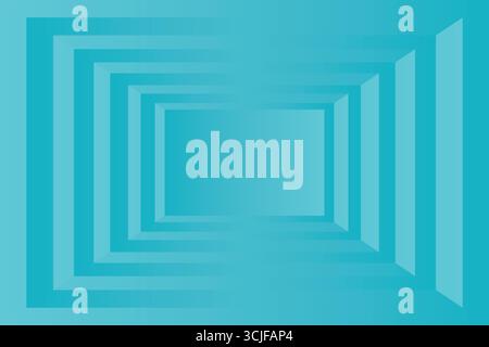 This image showcases a visually appealing abstract design featuring nested squares in varying shades of teal, creating a sense of depth and perspectiv Stock Vector