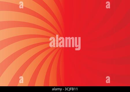 A dynamic background featuring a radial burst of curved stripes, transitioning from warm orange to deep red, creating a sense of energy and movement. Stock Vector