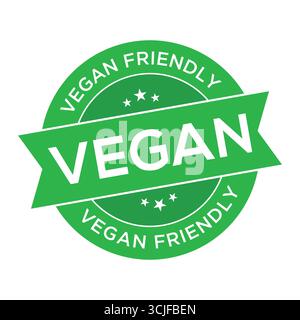 Green Vegan Friendly Sign or Stamp on white background, vector illustration for Organic Eco Products Stock Vector