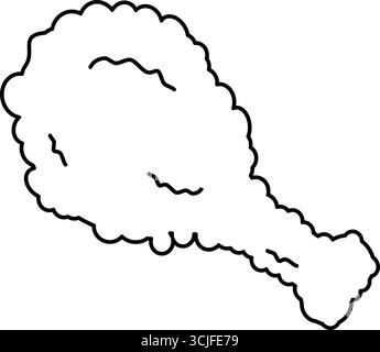 Icon Leg Chicken Fries in Outline Style Vector Isolated Design Stock Vector