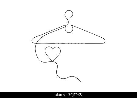 Minimalist clothes hangers single line art isolated vector design Stock Vector