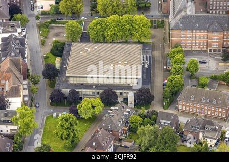 Aerial view, Saalbau, events, old town, Bottrop, Ruhr area, North Rhine-Westphalia, Germany, architecture, building, event location, building, buildin Stock Photo