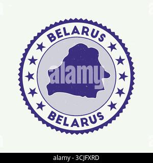 Belarus emblem. Country round stamp with shape of Belarus, isolines and round text. Beautiful badge. Appealing vector illustration. Stock Vector