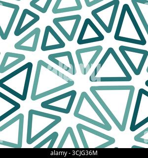 Tileable abstract background. Big triangles size. Multiple colors style. Rounded triangles outlined. Repeatable pattern. Deep Teal Sea. Stock Vector