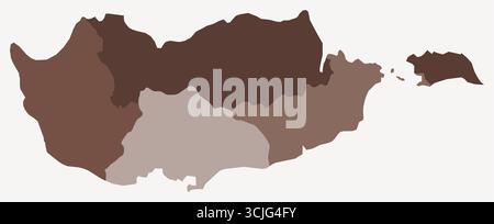 Map of Cyprus with regions. Just a simple country border map with region division. Brown color palette. Stock Vector