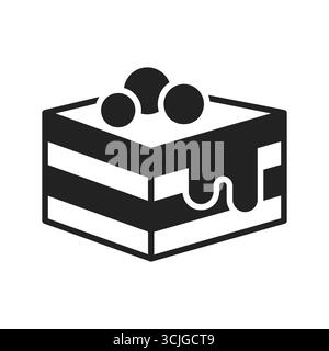 A black glyph icon of a slice of Napoleon cake with multiple layers and a sweet topping. Ideal for dessert menus, bakery websites, or culinary blogs. Stock Vector