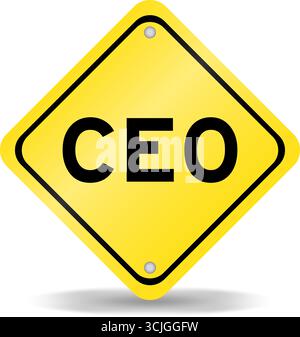 Yellow color transportation sign with word CEO (Abbreviation of Chief Executive Officer) on white background Stock Vector