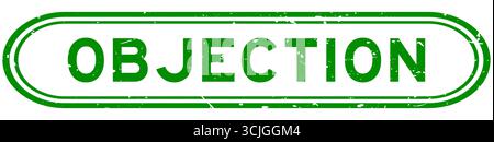Grunge green objection word rubber seal stamp on white background Stock Vector
