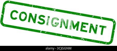 Grunge green consignment word square rubber seal stamp on white background Stock Vector