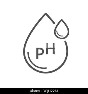 Ph icon, line simple set. Neutral balance skin, thin line web symbol. Drop with PH symbol. certified, tested products for skin, hair and food. Healthcare cosmetic natural . Vector illustration Stock Vector