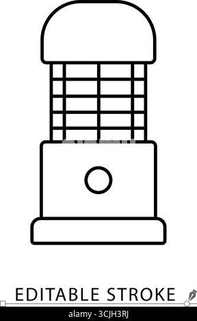 A mosquito killer lamp icon in minimalist style with editable stroke. Insect control symbol, home appliance element, pest object, outdoor concept Stock Vector