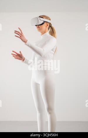 Woman Using Virtual Reality Headset Stock Photo
