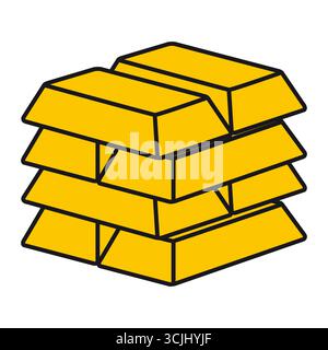 Stack of Gold bar, ingot icon Stock Vector