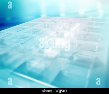 An transparent plastic pvc poly packaging box basket for goods to transport, Industry thermoforming mold package. Stock Photo