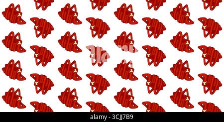 Seamless Red Fashion Bag Pattern. Cartoon red handbag in flat style. Seamless stylish illustration on light background. Stock Vector