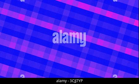 Bold diagonal plaid pattern with vivid blue and magenta hues, creating a dynamic and energetic visual effect. Stock Photo