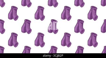 Seamless Purple Jeans Pattern. Purple jeans in cartoon flat style. Seamless stylish illustration on light background. Stock Vector