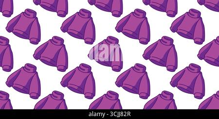 Seamless Purple Sweater Pattern. Purple knitted sweater in cartoon flat style. Seamless warm illustration on light background. Stock Vector