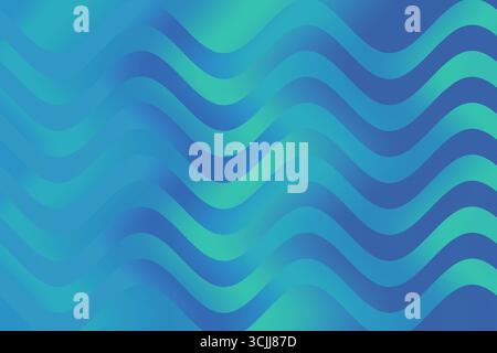 Seamless wavy line pattern in shades of blue with gradient transitions and glowing highlights. A beautiful dynamic background. Stock Photo