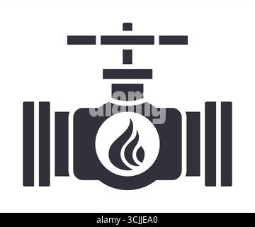 Black gas pipe icon. Flat vector illustration. Stock Vector