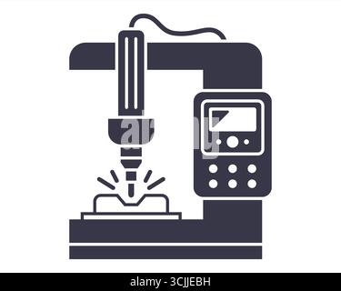 Black icon milling machine for metal. flat illustration. Stock Vector