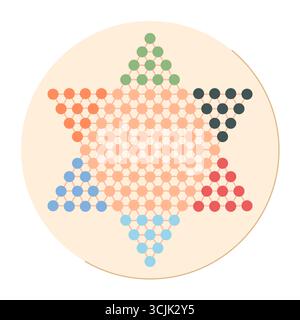 Flat Chinese Checkers Board Sticker Stock Vector