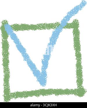 Crayon Checkbox Symbol With Tick Mark Stock Vector