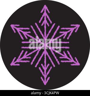 Round Chalk Sticker With Snowflake Ornament Stock Vector
